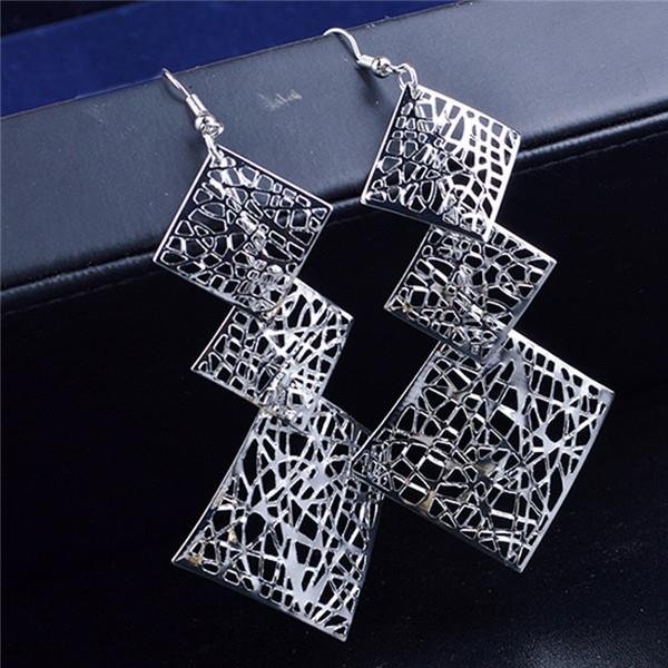 Lnrrabc Rock Punk Big Leaf Geometric Water Drop Metal Long D E4R