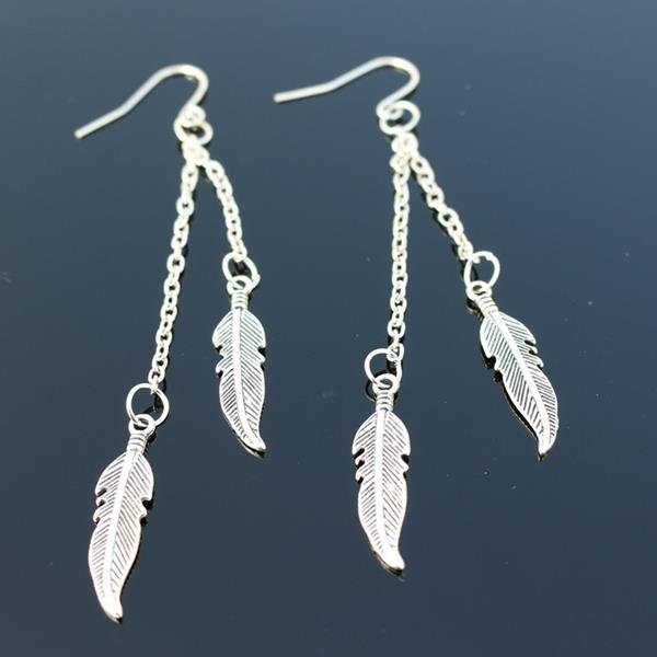 Long Tassel Feather Drop Earrings Fashion Jewelry Boucle D O 2 E4R