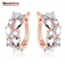 Lzeshine Top Sale New Flower Earrings Rose Gold Color Multic 2 E4R