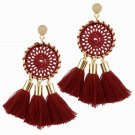 Manilai 7 Colors Nets Weaving Bohemia Tassels Earrings For W 2 E4R