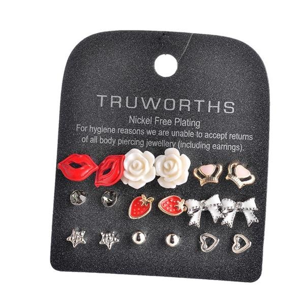 Marte Joven New Style Rhinestone Stud Earring Set For Women E4R