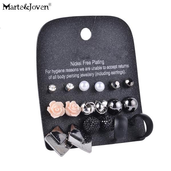 Marte Joven New Style Rhinestone Stud Earring Set For Women 4 E4R