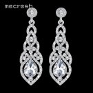 Mecresh Crystal Wedding Long Earrings For Women Silver Champ 3 E4R