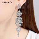 Minmin Silver Color Crystal Wedding Long Earrings Floral Sha 2 E4R