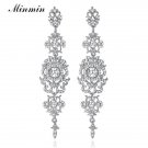 Minmin Silver Color Crystal Wedding Long Earrings Floral Sha 4 E4R