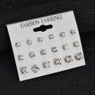 Misscycy 9 Pairs Set Mix Design Square Rhinestone Stud Earri 2 E4R