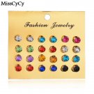 Misscycy New 12 Pairs Set Colorful Crystal Earrings Piercing E4R