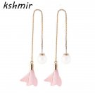 Ms Pearl Flower Lovely Earrings Earrings Night Long Earrings 2 E4R