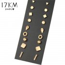 New 9 Pairs Set Brincos Geometric Crystal Stud Earrings E4R