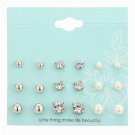 New 9 Pairs Set Crystal Simulated Pearl Stud Earrings P E4R
