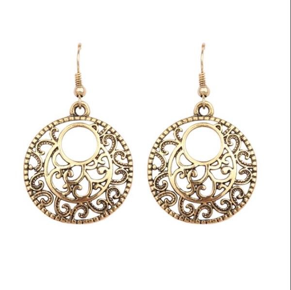 New Boho Vintage Tibetan Silver Round Ear Hook Tribal E 2 E4R