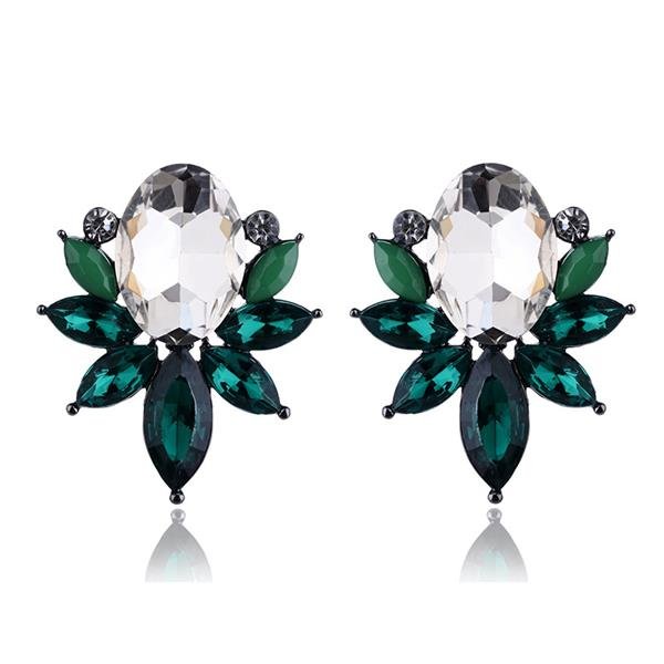 New Crystal Opal Stone Stud Earrings Golden Fish Design E4R