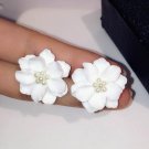 New Fashion Big White Flower Earrings For Women Jewelry E4R