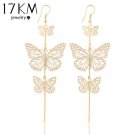 New Fashion Gold Color Alloy Double Bow Butterfly Drop E4R
