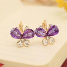 New Fashion Korea Style Wings Rhinestones Purple Bow Butterf E4R