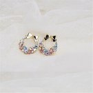 New Women S Fashion Imitation Colorful Rhinestone Bow Earrin E4R