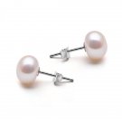 Real Freshwater Pearl Silver Plated Stud Earrings Black Natu E4R
