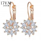 Rose Gold Color Crystal Flower Stud Earrings For Women 3 E4R