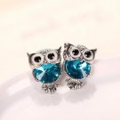 Shuangr Brand Jewelry Crystal Owl Stud Earrings For Women Vi E4R