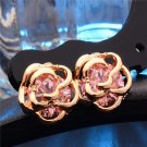 Shuangr Charming 2pcs 1pair Gold Color 100 Cubic Zirconia Cz E4R