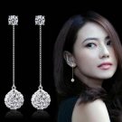 Silver Plated Super Flash Shambhala Rhinestone Tassel Earrin 2 E4R