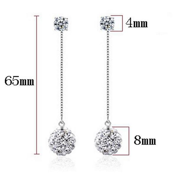 Silver Plated Super Flash Shambhala Rhinestone Tassel Earrin E4R