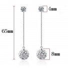 Silver Plated Super Flash Shambhala Rhinestone Tassel Earrin E4R