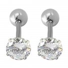 Surgical Steel Earrings Round Cubic Zirconia Ear Studs Small 3 E4R