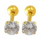 Surgical Steel Earrings Round Cubic Zirconia Ear Studs Small E4R