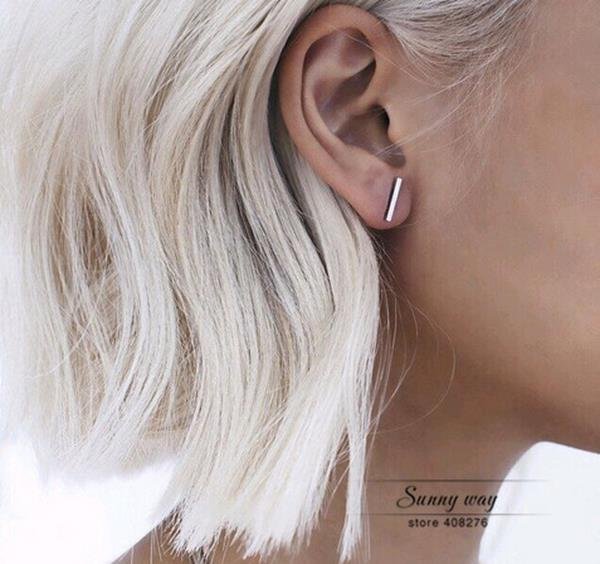 Timlee E119 Free Shipping Brief Stick Studs Earrings Wholesa 2 E4R
