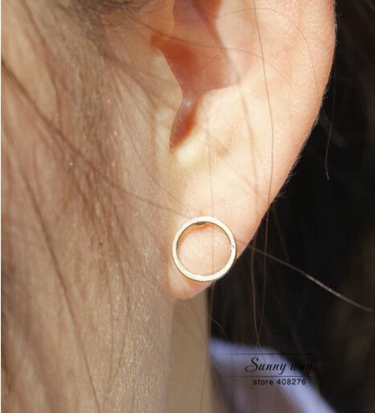 Timlee E200 Free Shipping Cute Round Circle Studs Earrings W E4R