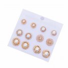 Tomtosh 6 Pairs Set Gold Color Flower Hollow Stud Earring Vi E4R