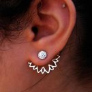 Tomtosh Lotus Crystal Jacket Flower Stud Earrings For W E4R