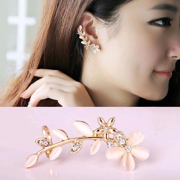 Tomtosh New 1pc Flower Shape Rhinestone Left Ear Cuff C E4R