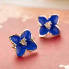 Tomtosh New Elegant Noble Blue Flower Ladies Gold Rhine E4R