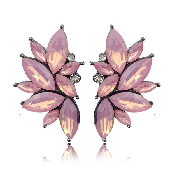 Trendy Angel Wing Design Opal Stone Stud Earrings Women E4R