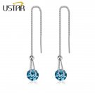 Ustar Water Drop Long Earrings For Women 2 0ct Aaa Round Cut 2 E4R