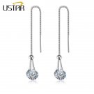 Ustar Water Drop Long Earrings For Women 2 0ct Aaa Round Cut 3 E4R