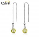 Ustar Water Drop Long Earrings For Women 2 0ct Aaa Round Cut E4R