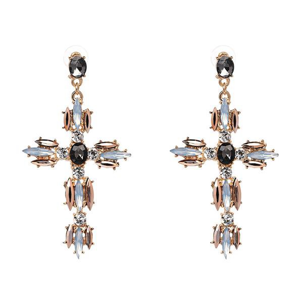 Vintage Boho Crystal Cross Drop Earrings For Women Baroque B 2 E4R