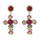 Vintage Boho Crystal Cross Drop Earrings For Women Baroque B 4 E4R
