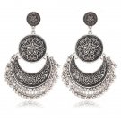 Vintage Silver Color Big Flower Drop Earrings For Women 3 E4R