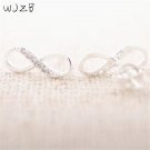 Wjzb 1 Pcs Earring Fashion Zircon Infinity Symbol Stud Earri E4R