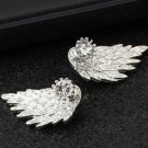 Women S Angel Wings Rhinestone Inlaid Alloy Ear Studs P 2 E4R