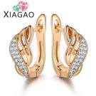 Xiagao New Design Gold Color Charm Austrian Crystal Hoop Ear E4R