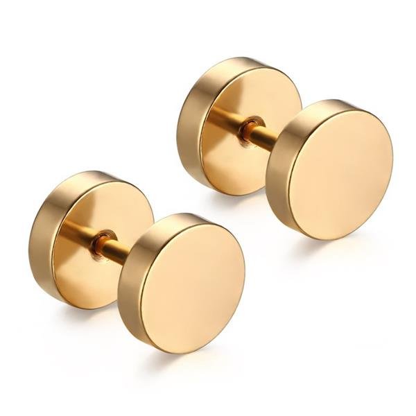 Yyw 1pair Punk Double Sided Round Titanium Steel Earrings Me E4R