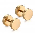 Yyw 1pair Punk Double Sided Round Titanium Steel Earrings Me E4R