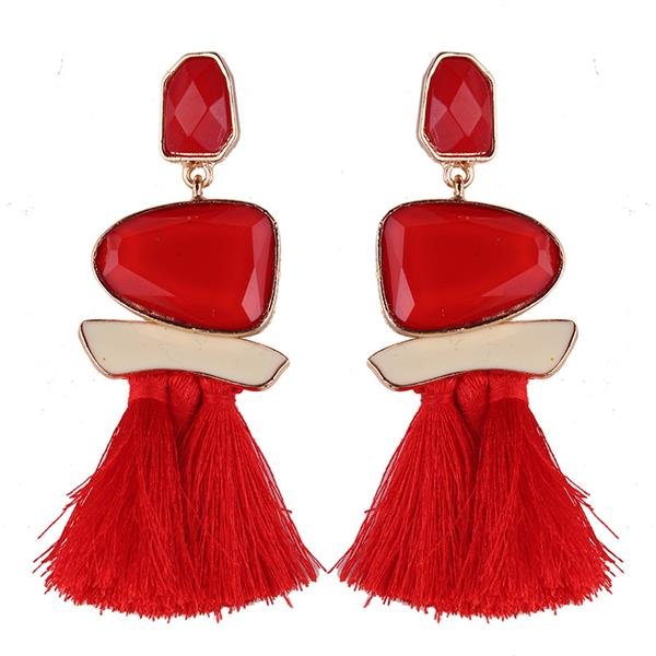 Zoeber Tassel Drop Earring Retro Big Fringing Crystal Dangle E4R