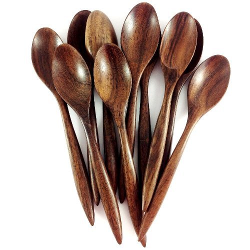 Set 10 of 5 Inch Small Wooden Teaspoons / Coffee Spoons, Handcraft