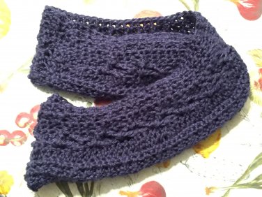 Deep blue ribbed infinity scarf